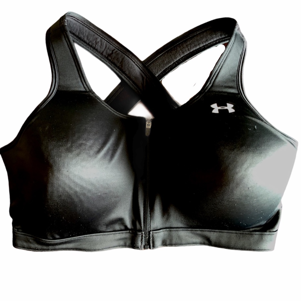 Under Armour Shorts Bra. Black. Front Zipper. XL.